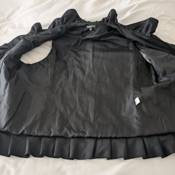 Tracy black puffer vest with ruffled collar - Picture 2 of 6